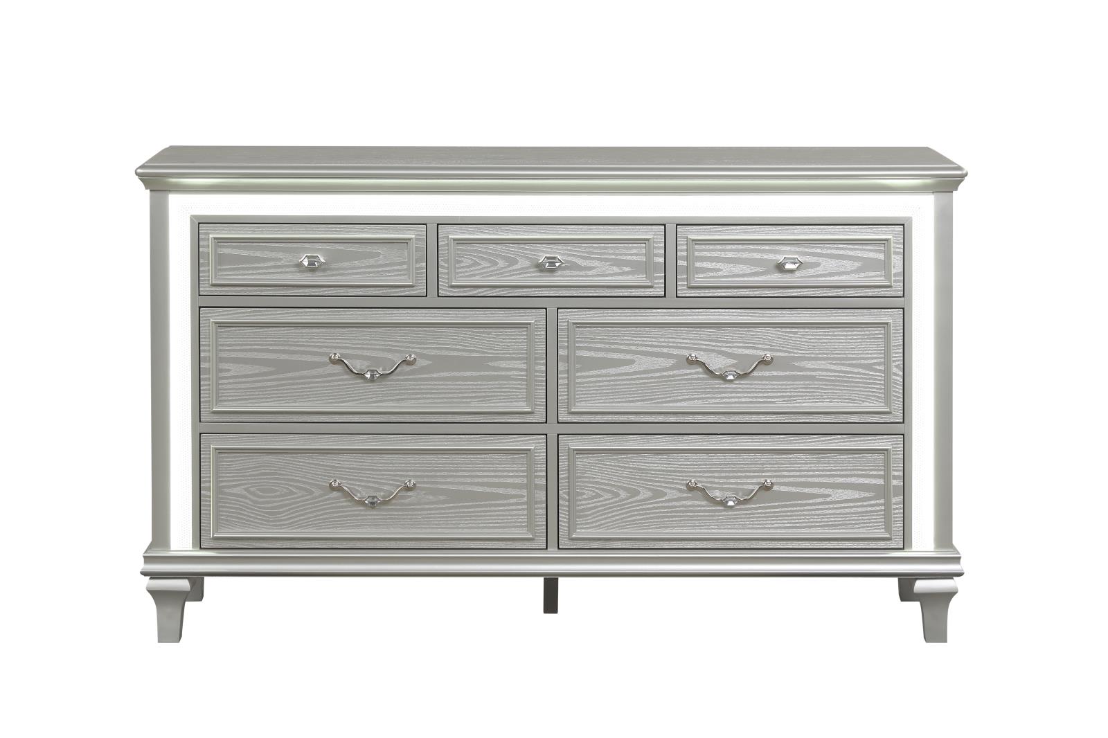 Wendy Silver Queen Bed, Dresser & Mirror — view 3