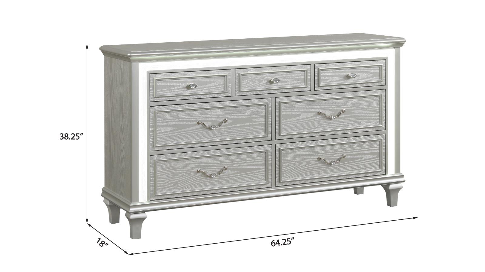 Wendy Silver Queen Bed, Dresser & Mirror — view 5