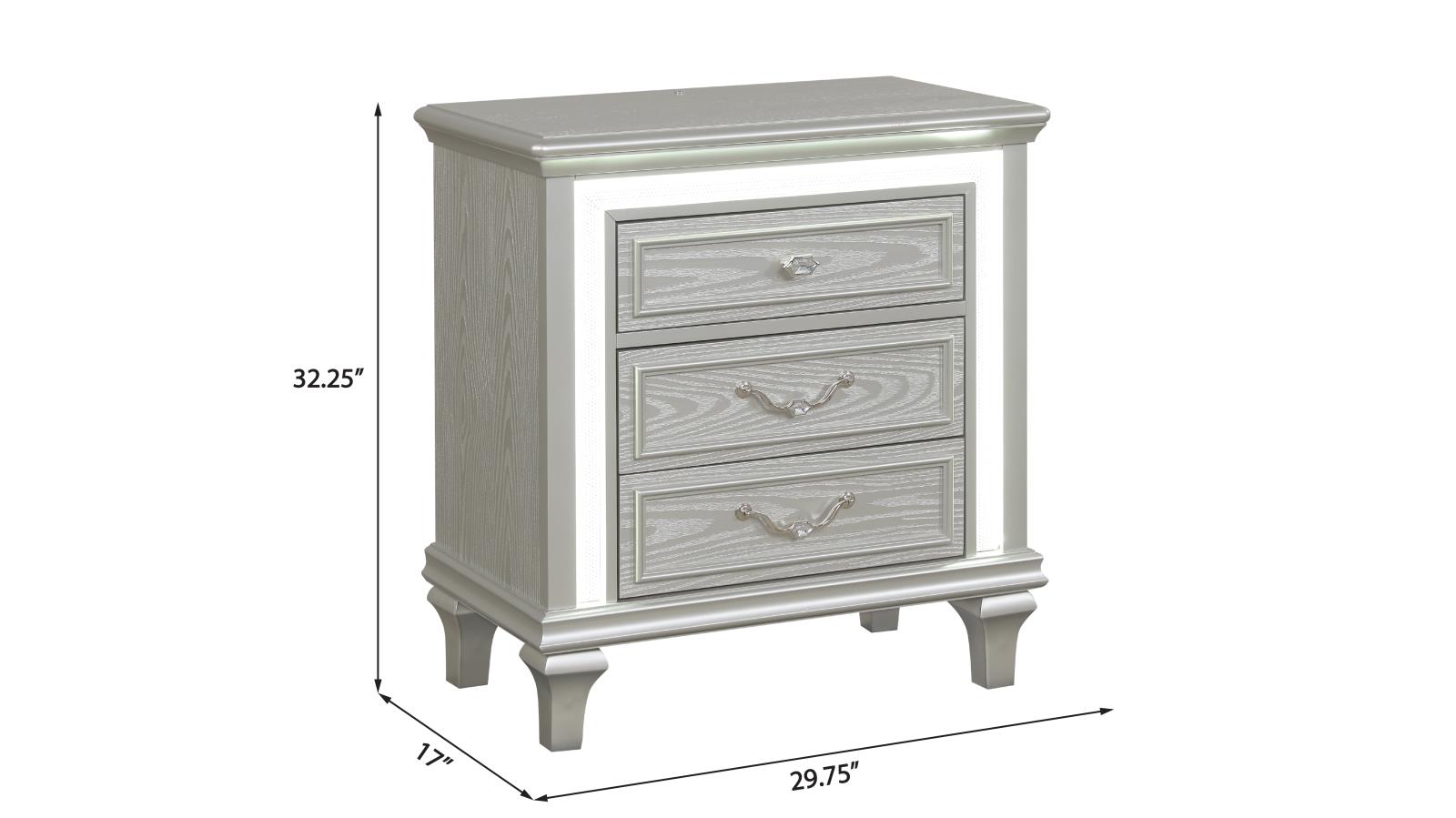 Wendy Silver King Bed, Dresser, Mirror, Chest & Nightstand — view 10
