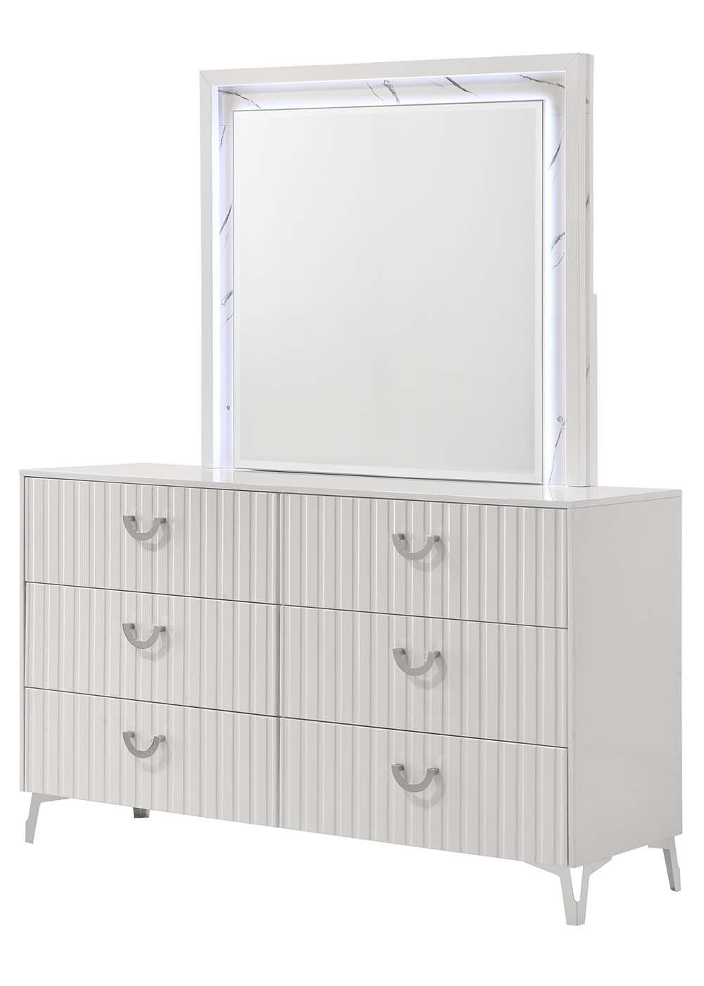 Zane White Queen Bed, Dresser, Mirror & Nightstand — view 4