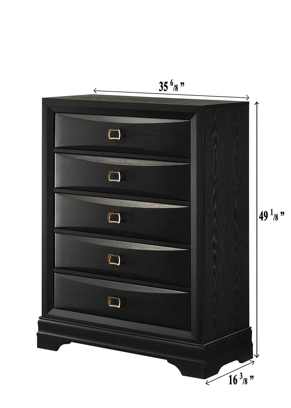 Rhodes Black King Bed, Dresser, Mirror, Chest & Nightstand — view 4