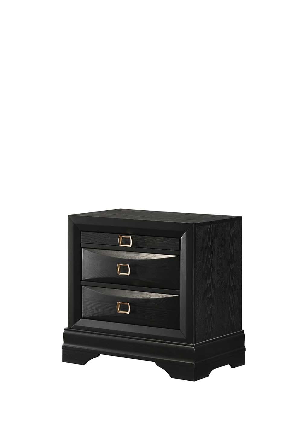 Rhodes Black 3-Drawer Nightstand