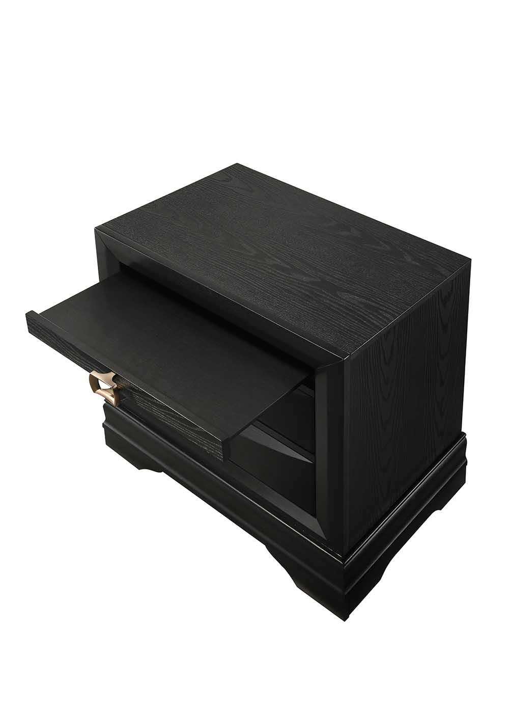 Rhodes Black 3-Drawer Nightstand — view 2