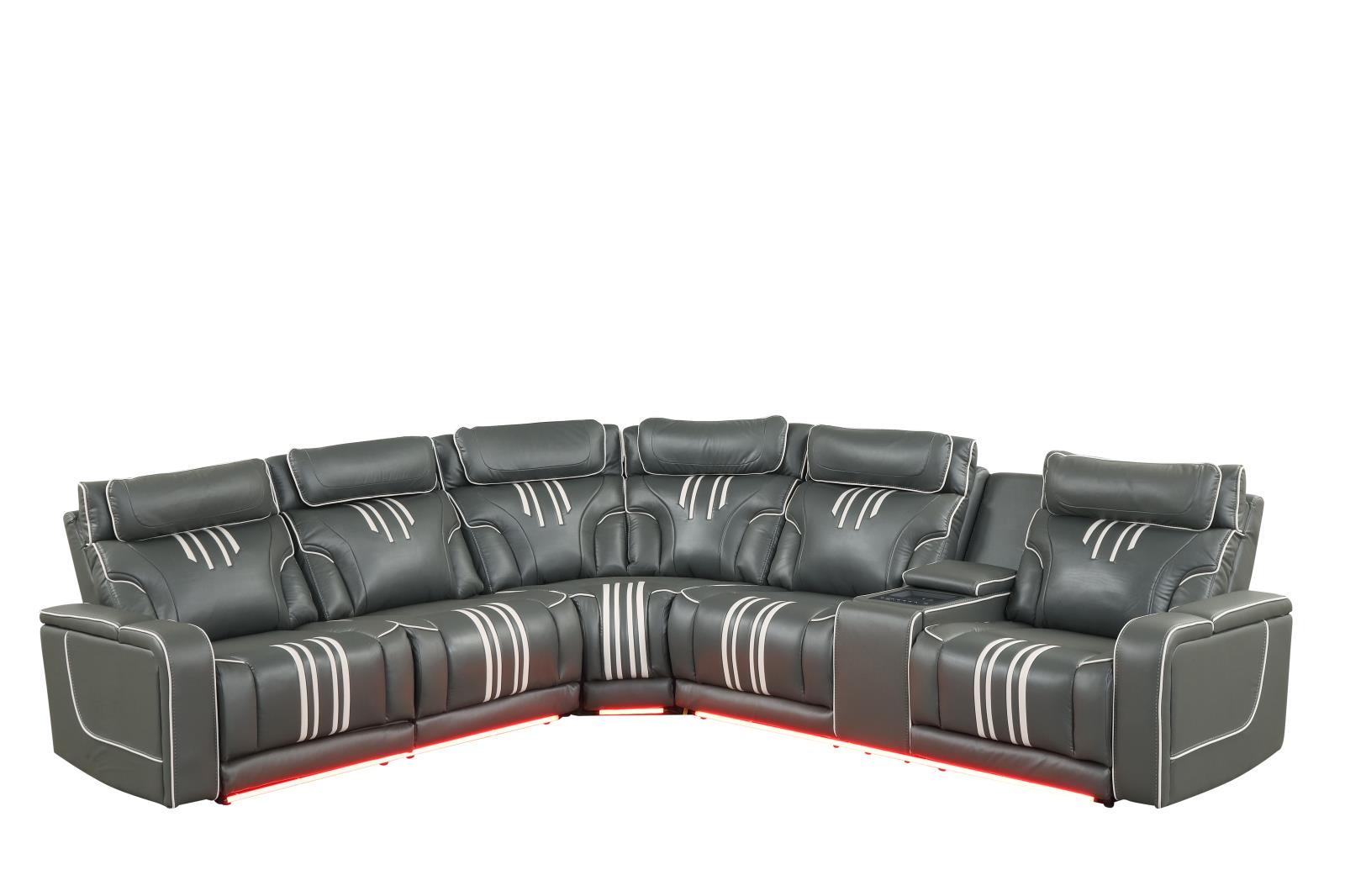 Axiom Gray Power Recliner Sectional with Power Headrest