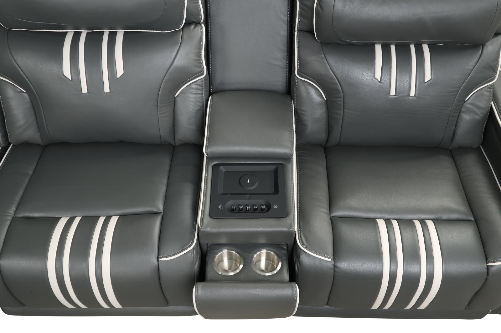 Axiom Gray Power Recliner Sectional with Power Headrest — view 2