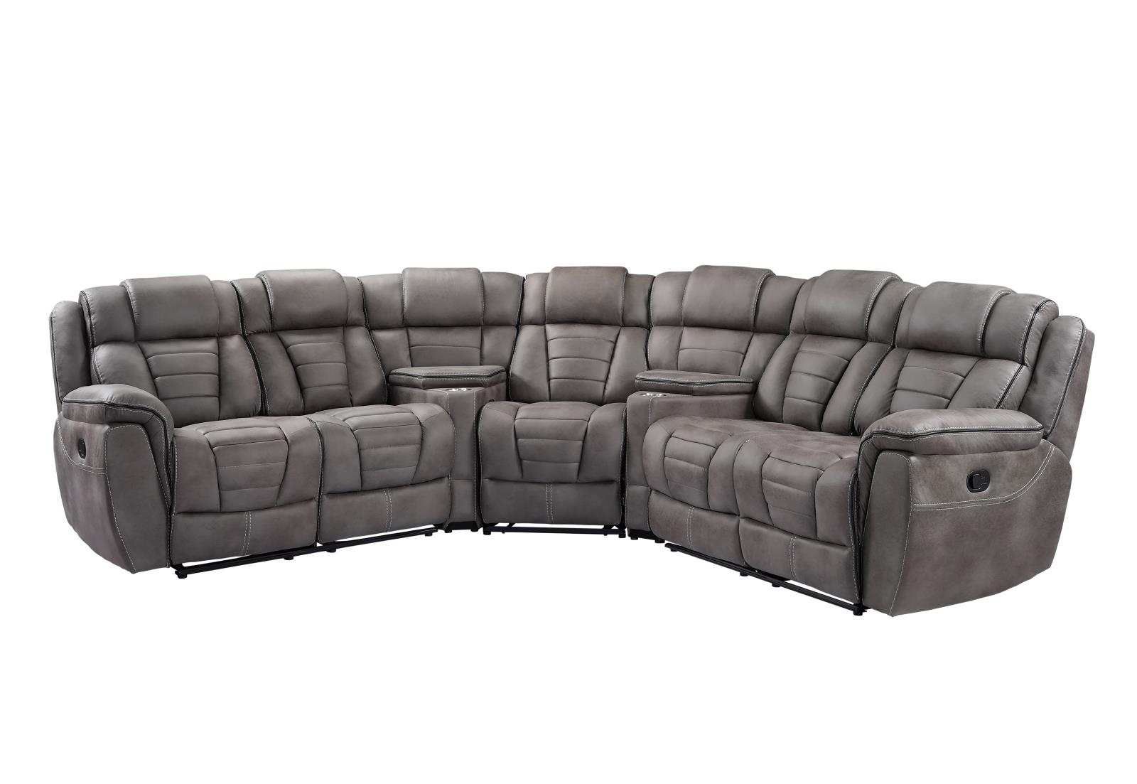 Megan Dark Gray Manual Reclining Sectional with Reclining Wedge Seat