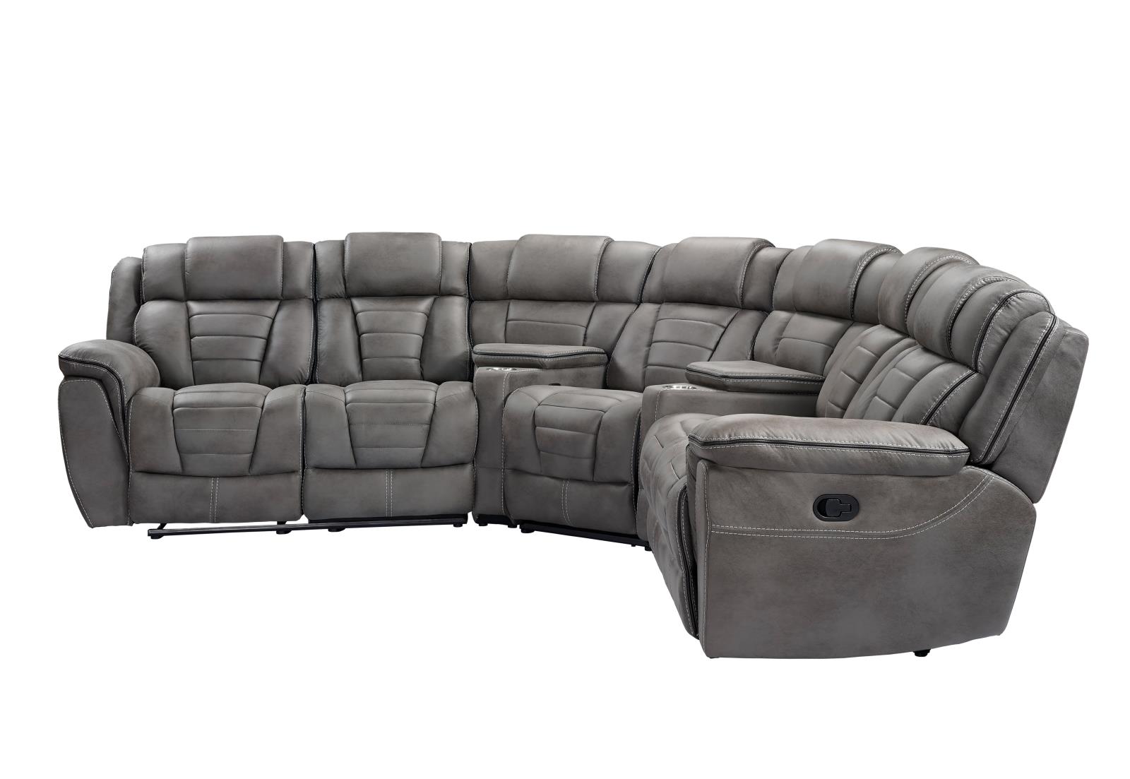 Megan Dark Gray Manual Reclining Sectional with Reclining Wedge Seat — view 3