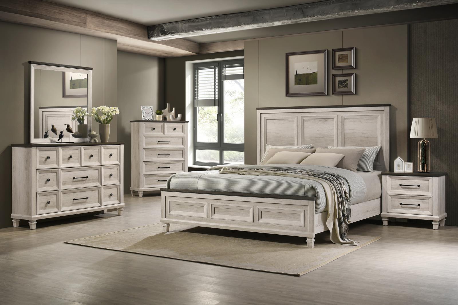 Adrian White Full Bed, Dresser & Mirror