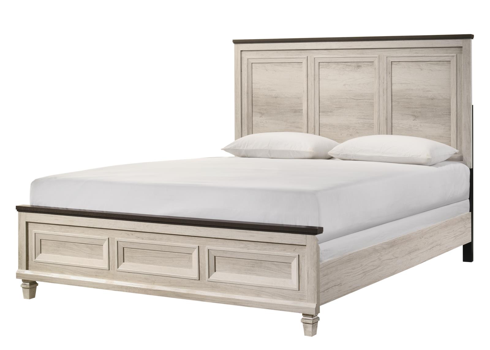 Adrian White Panel Full Bed with Brown Accent