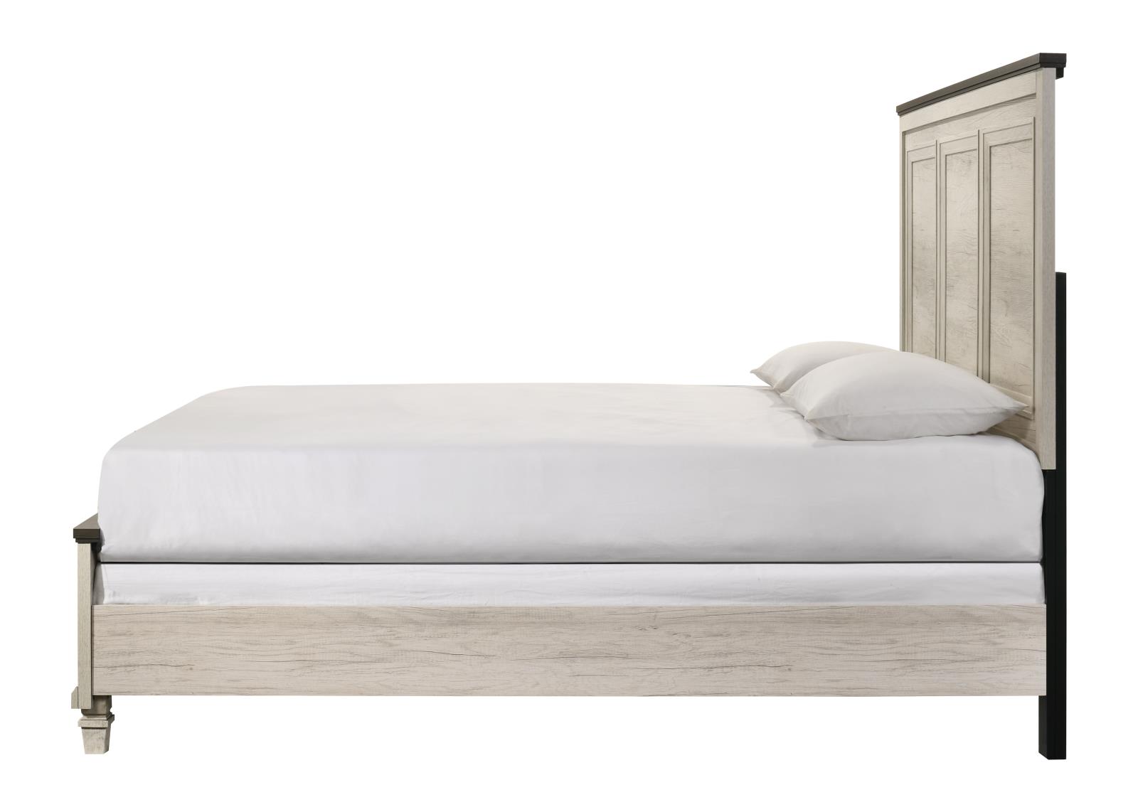 Adrian White Panel King Bed with Brown Accent — view 2