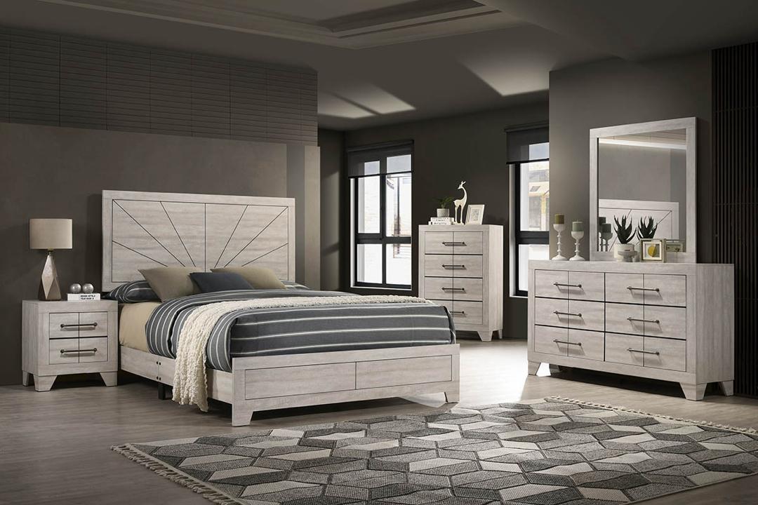 Dania Cream King Bed, Dresser & Mirror
