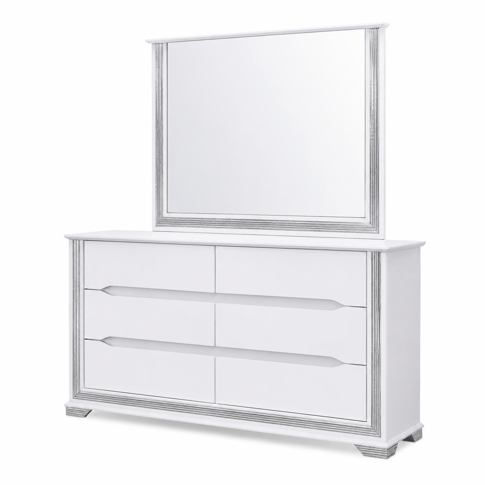 Cedar White King Bed, Dresser, Mirror & Nightstand — view 3