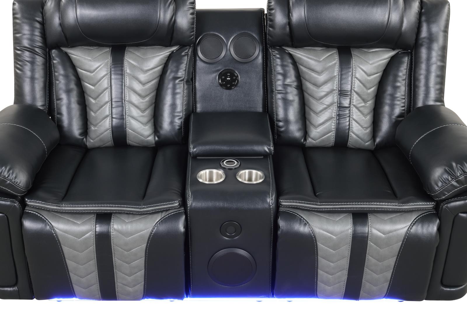 Phantom Black & Gray Power Recliner Loveseat with Storage Console — view 4