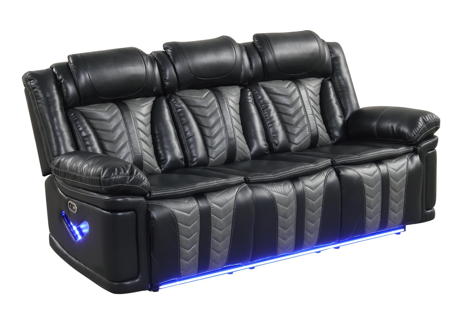 Phantom Black & Gray Power Reclining Sofa & Loveseat — view 4