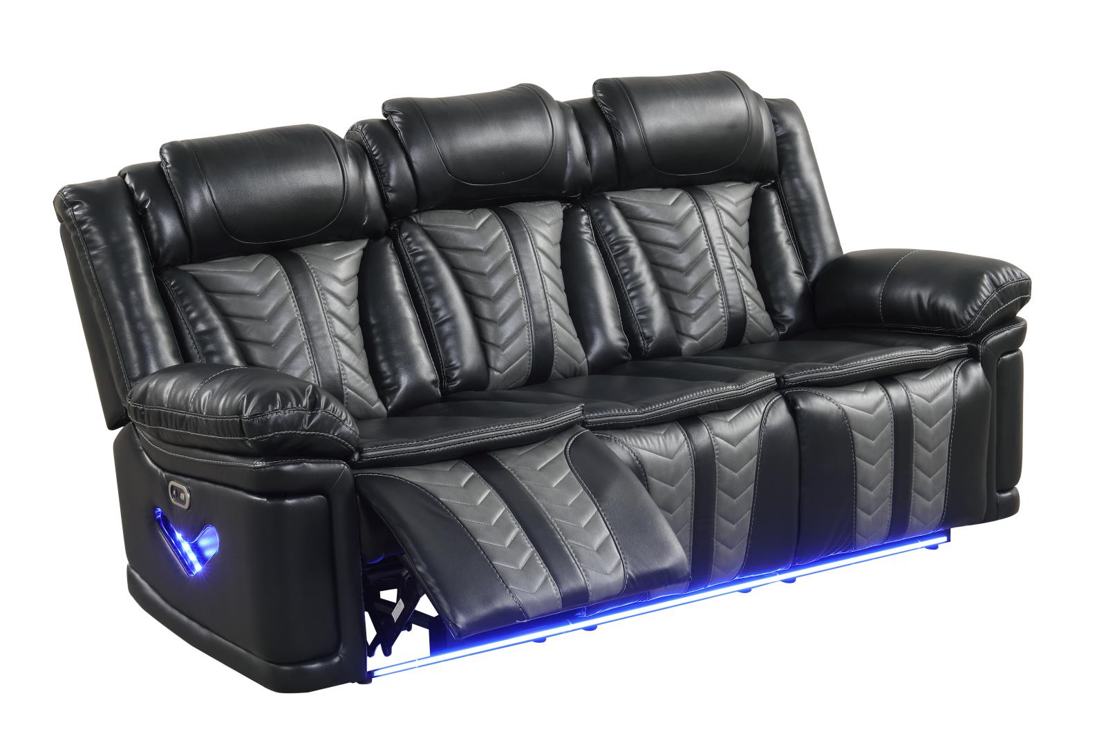 Phantom Black & Gray Power Reclining Sofa & Loveseat — view 6