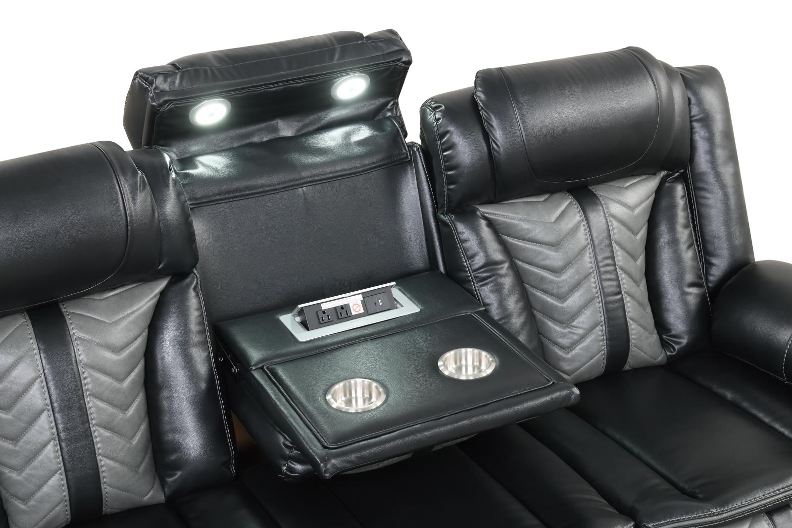Phantom Black & Gray Power Reclining Sofa & Loveseat — view 10