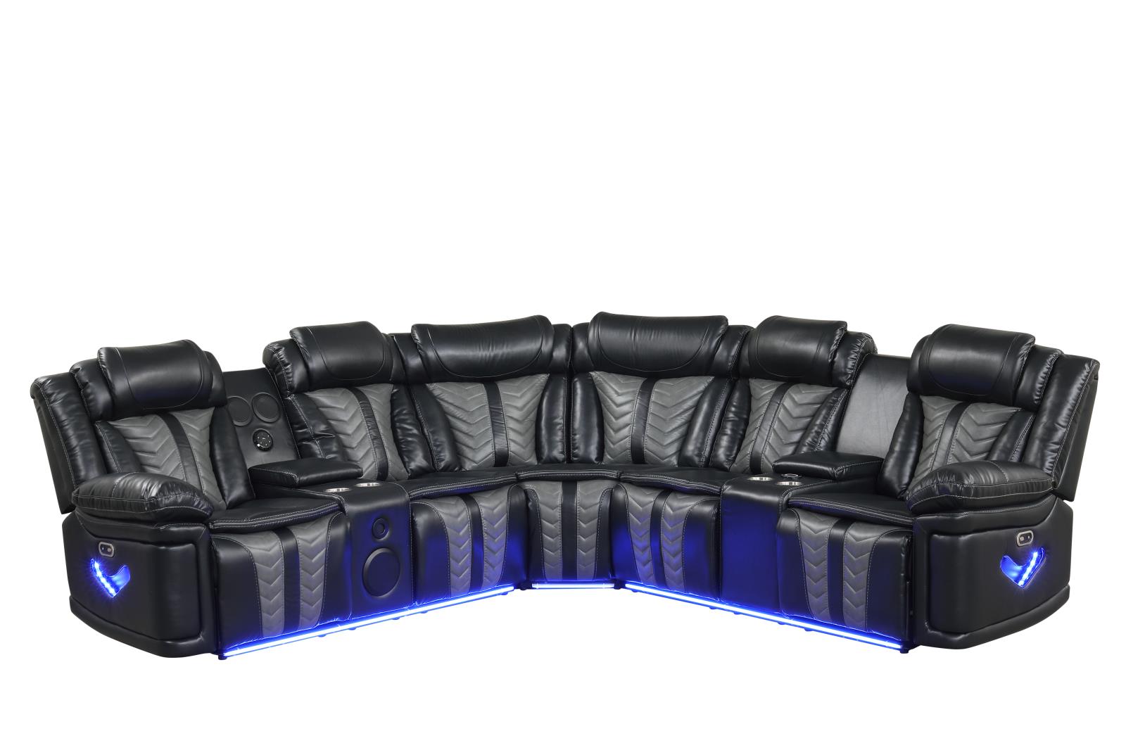 Phantom Black & Gray Power Recliner Sectional with Storage Console