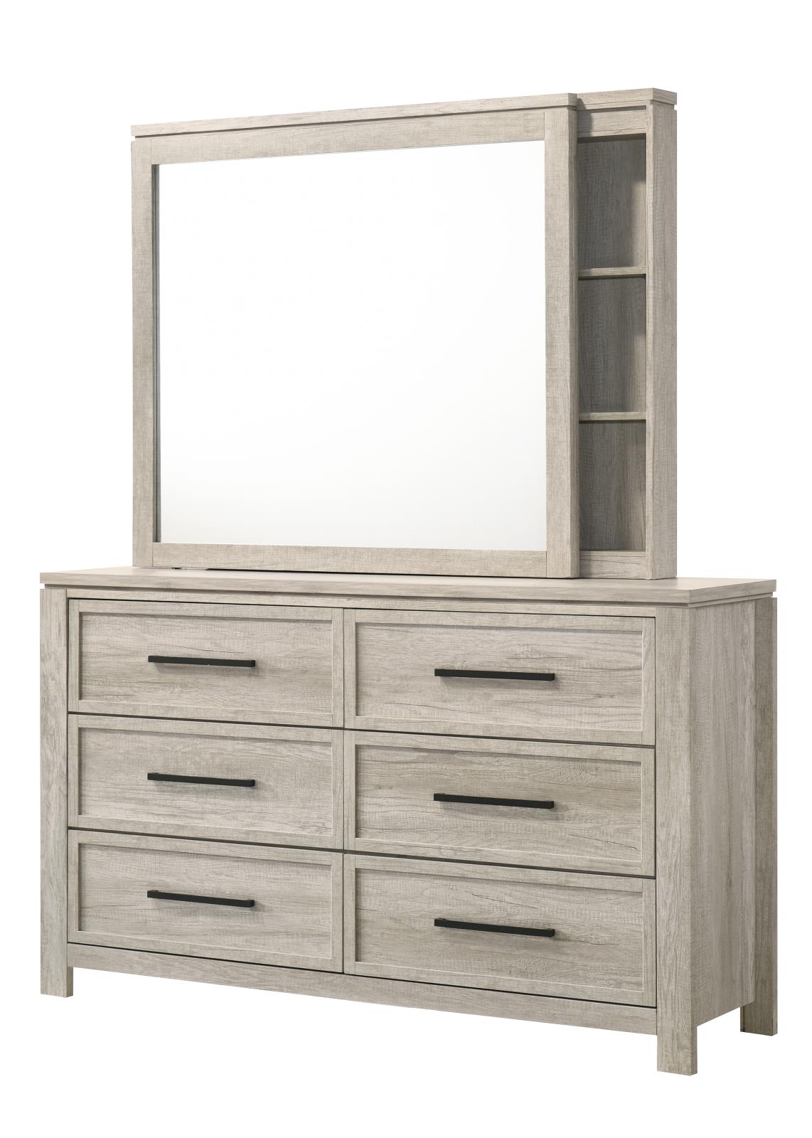 Ella Beige King Bed, Dresser, Mirror & Nightstand — view 3