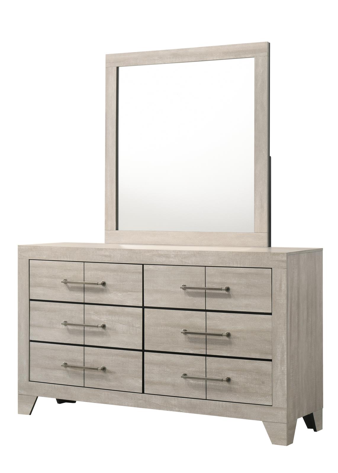 Dania Cream King Bed, Dresser & Mirror — view 3