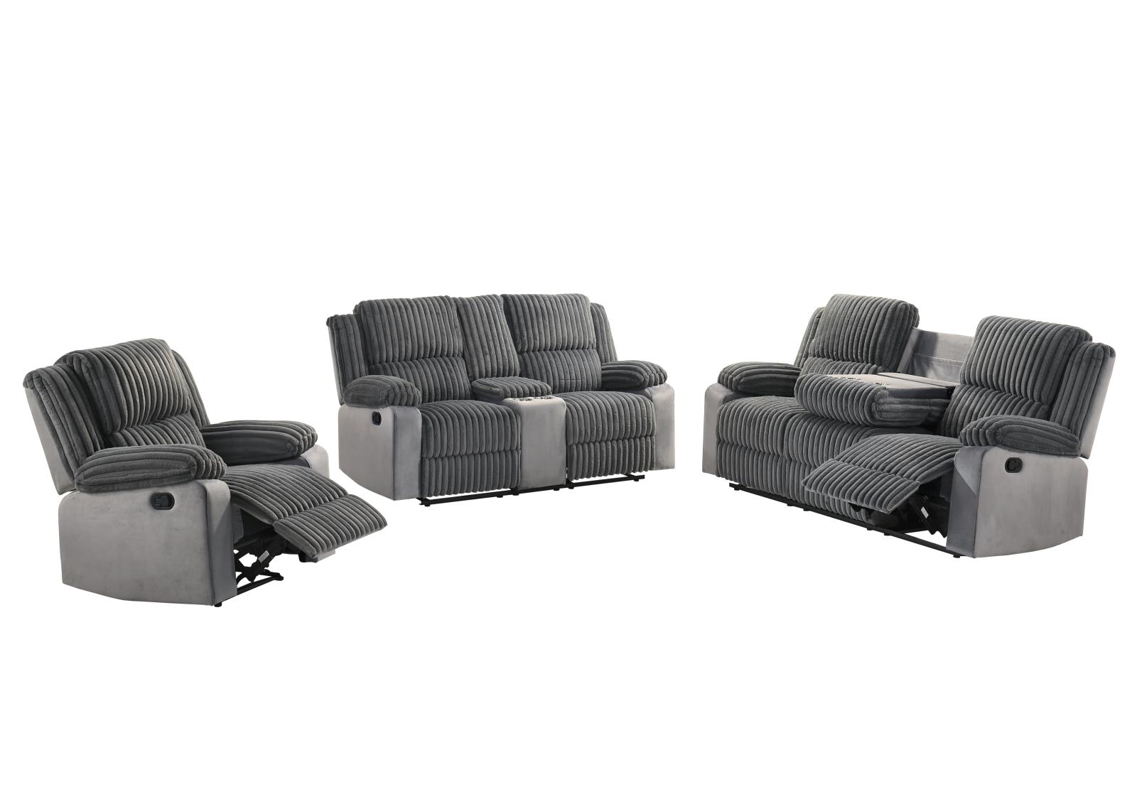 Felix Gray Manual Reclining Sofa, Loveseat & Recliner — view 2