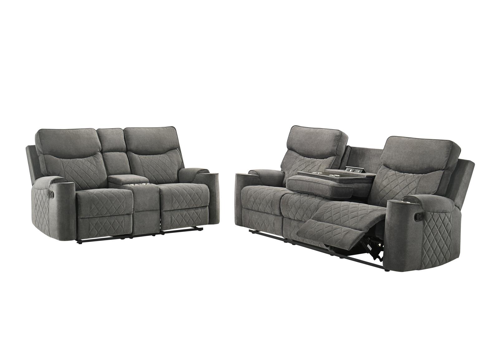 Brande Gray Color Sofa & Loveseat — view 2