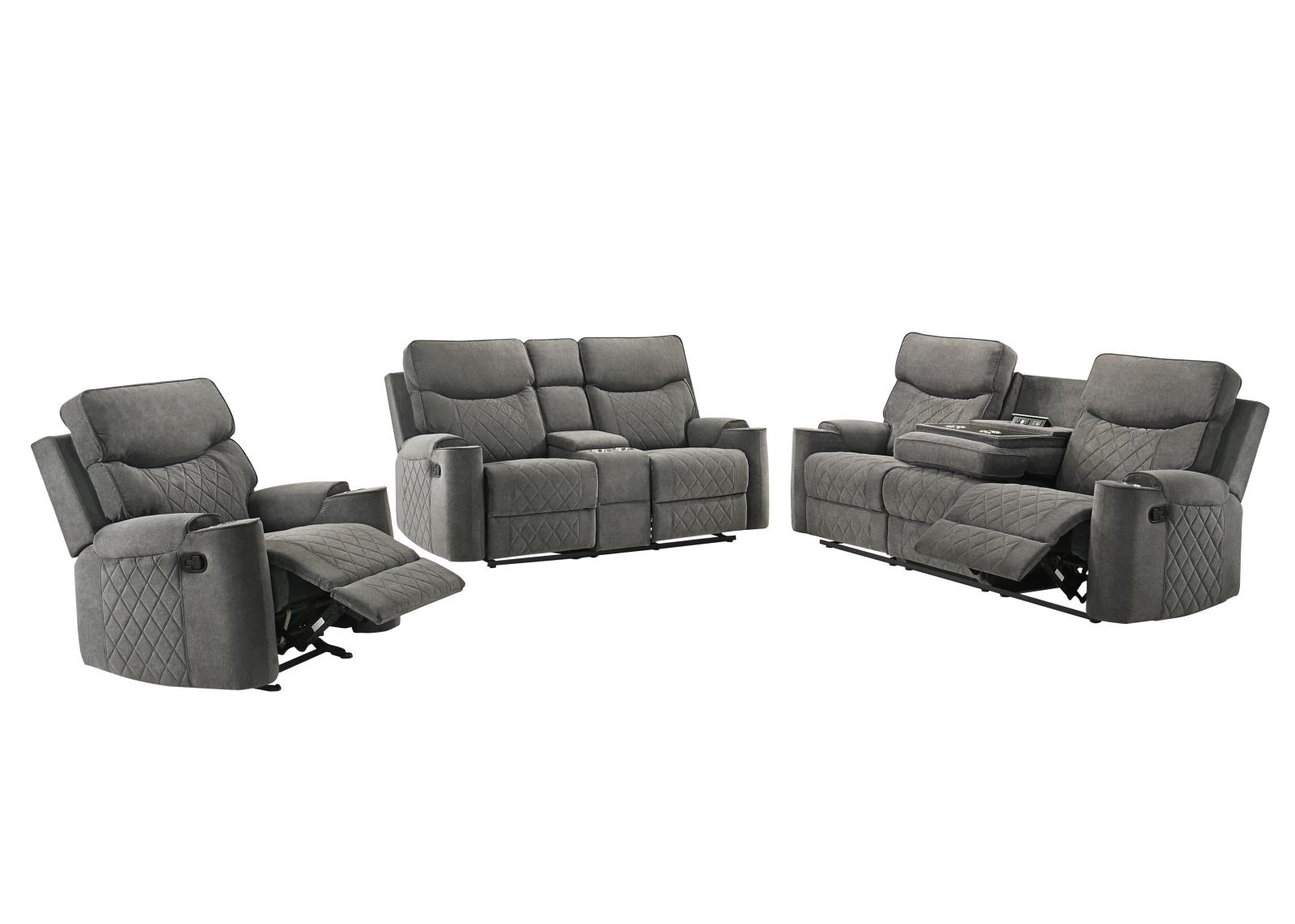 Brande Gray Color Sofa, Loveseat & Recliner — view 2