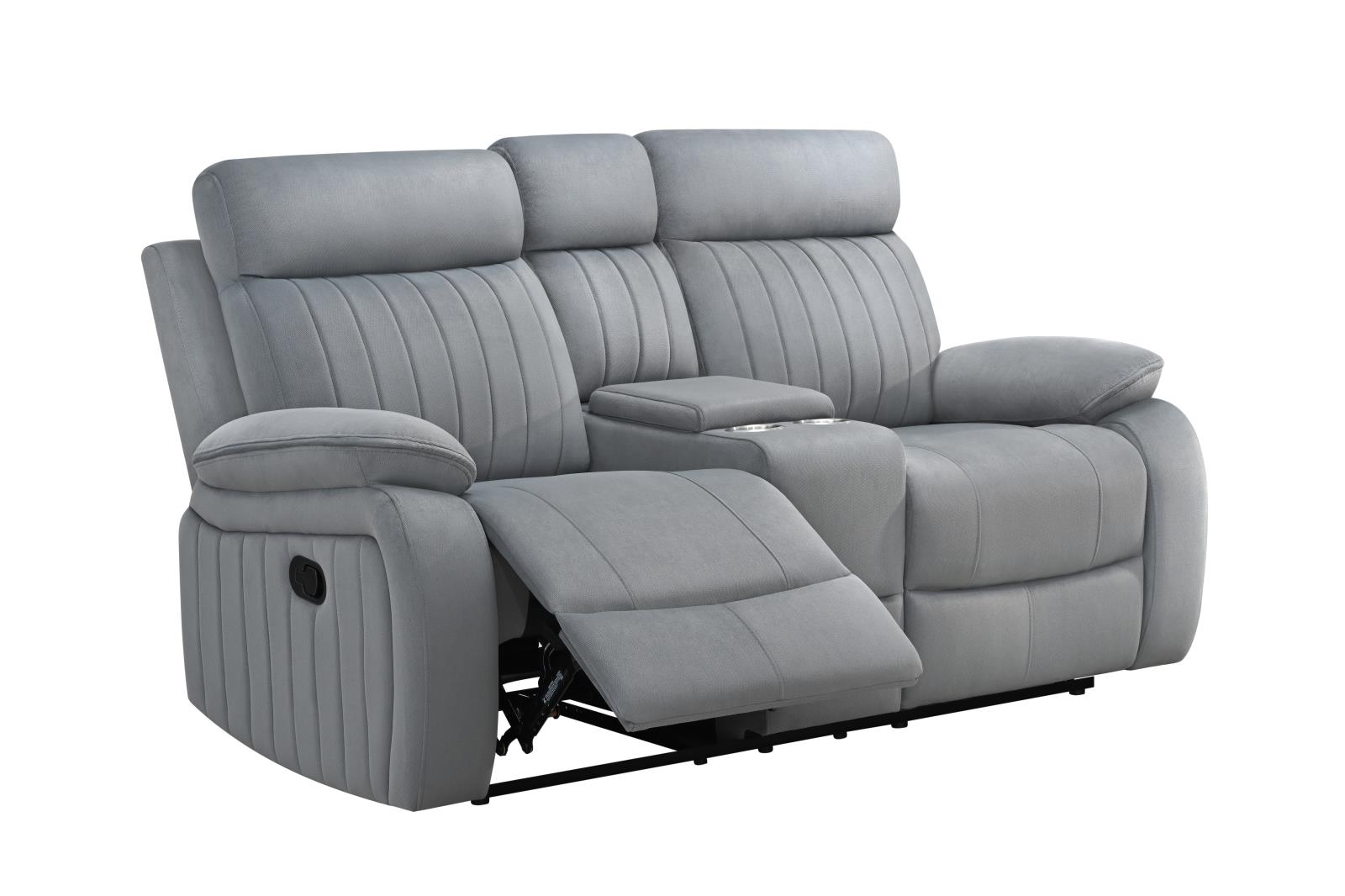 Yuna Gray Manual Reclining Sofa, Loveseat & Recliner — view 4
