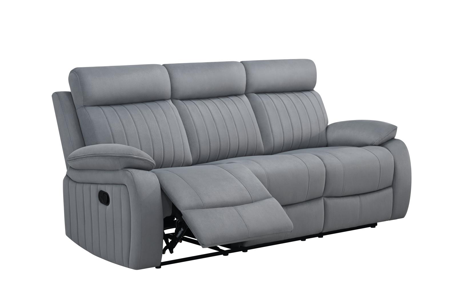 Yuna Gray Manual Recliner Sofa with Drop-Down Table