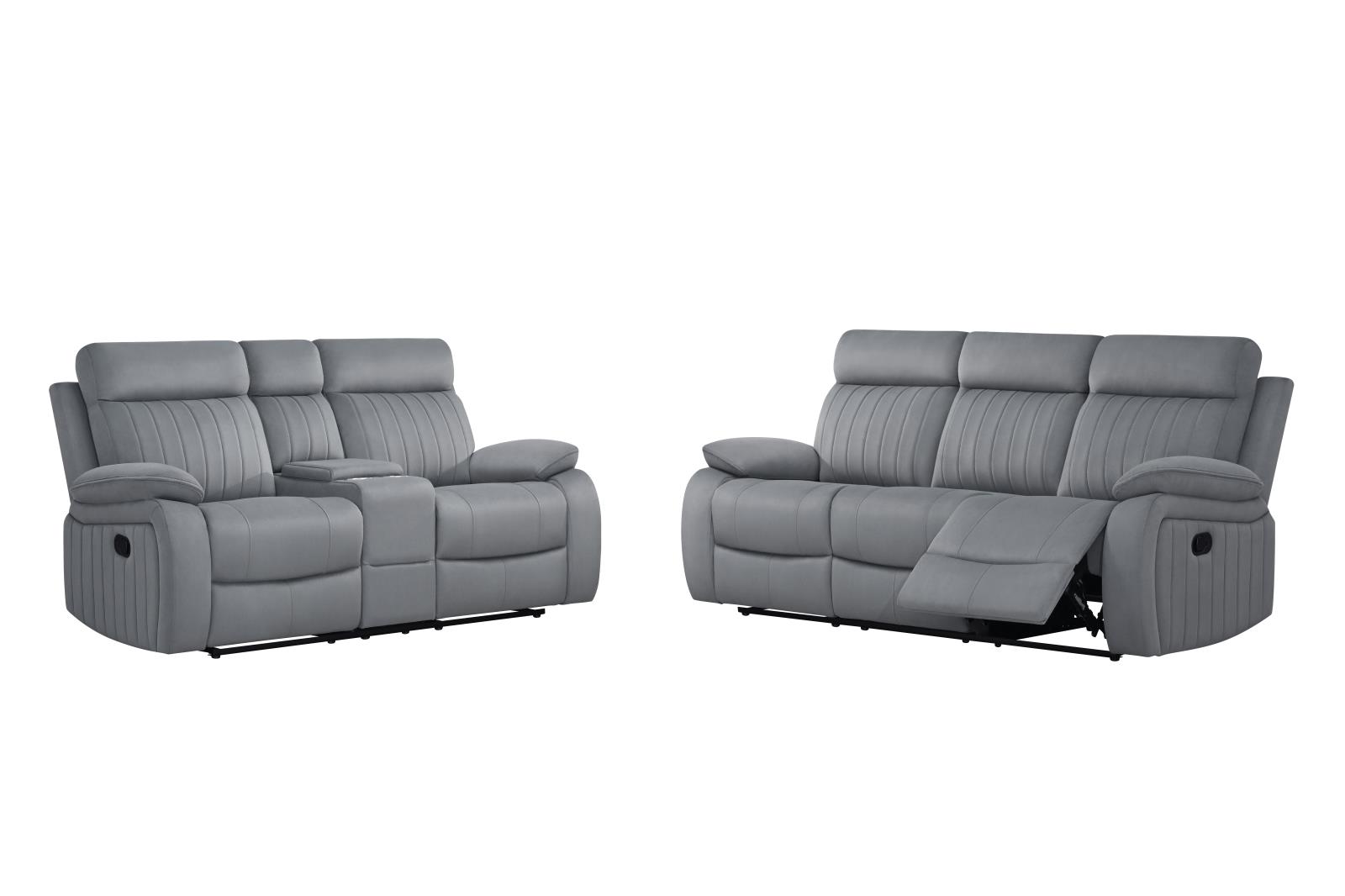 Yuna Gray Manual Reclining Sofa, Loveseat & Recliner — view 6
