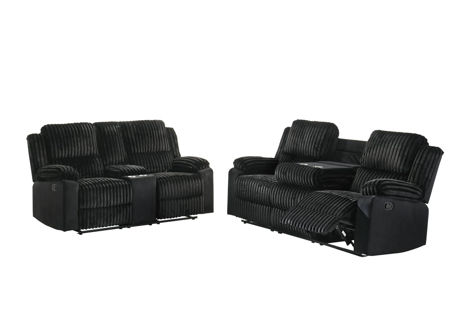 Felix Black Manual Reclining Sofa & Loveseat — view 2