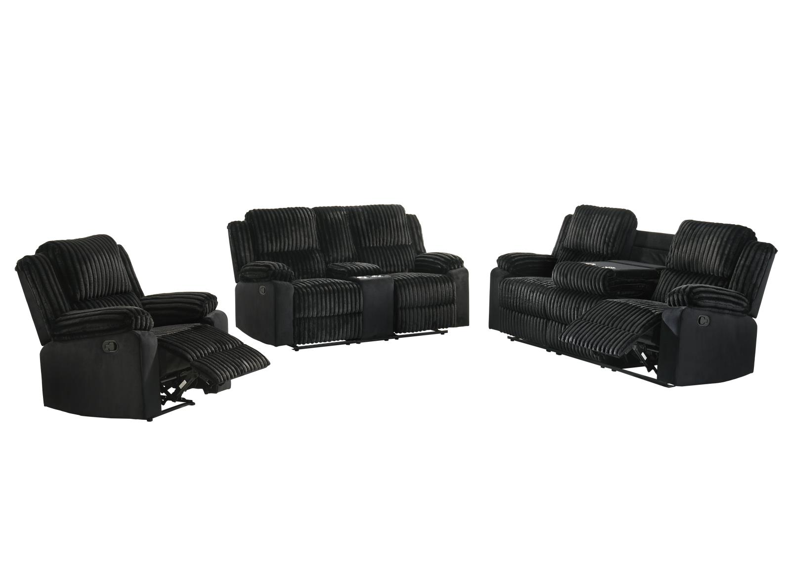 Felix Black Manual Reclining Sofa, Loveseat & Recliner — view 2