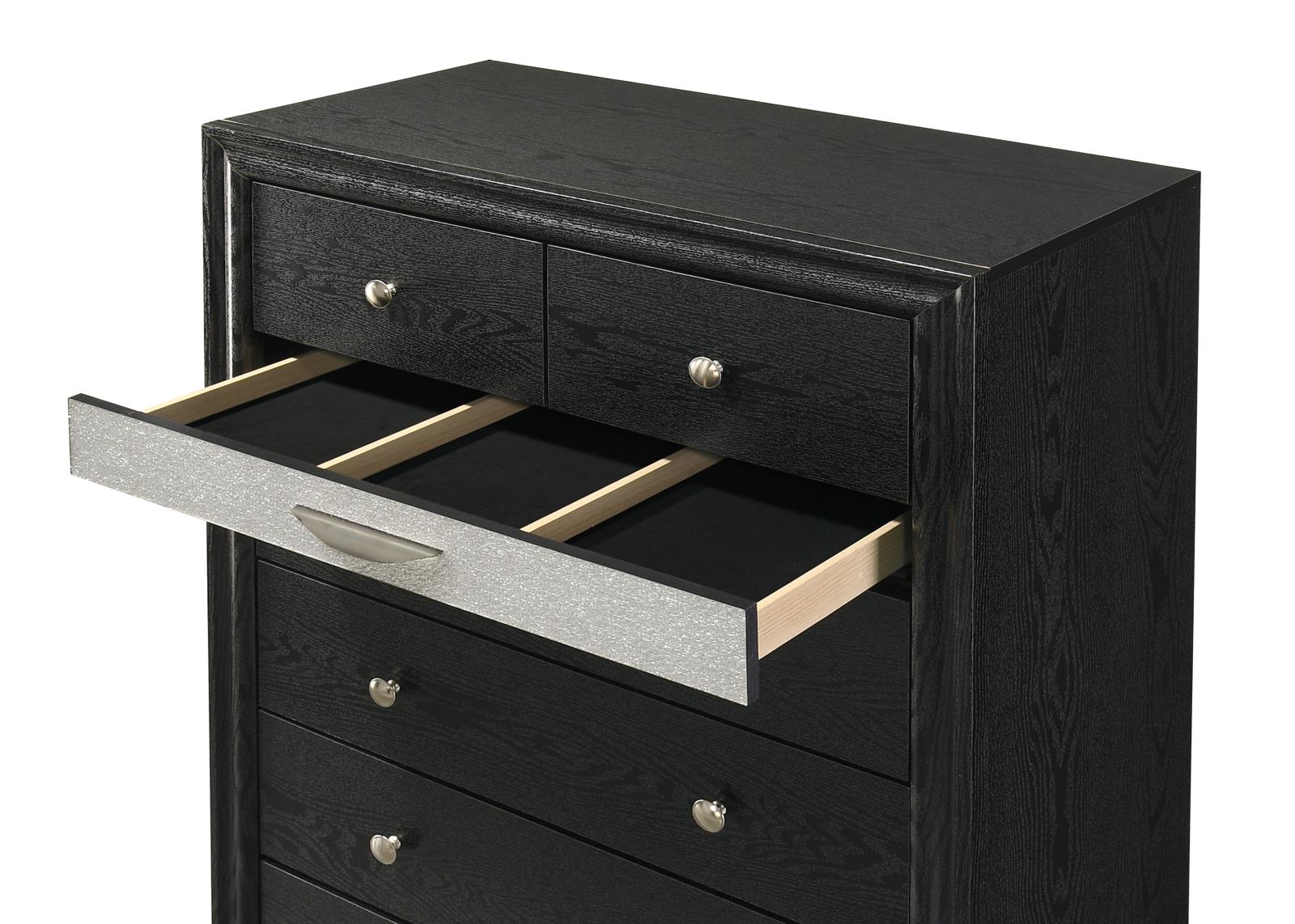 Stellan Black King Bed, Dresser, Mirror, Chest & Nightstand — view 8