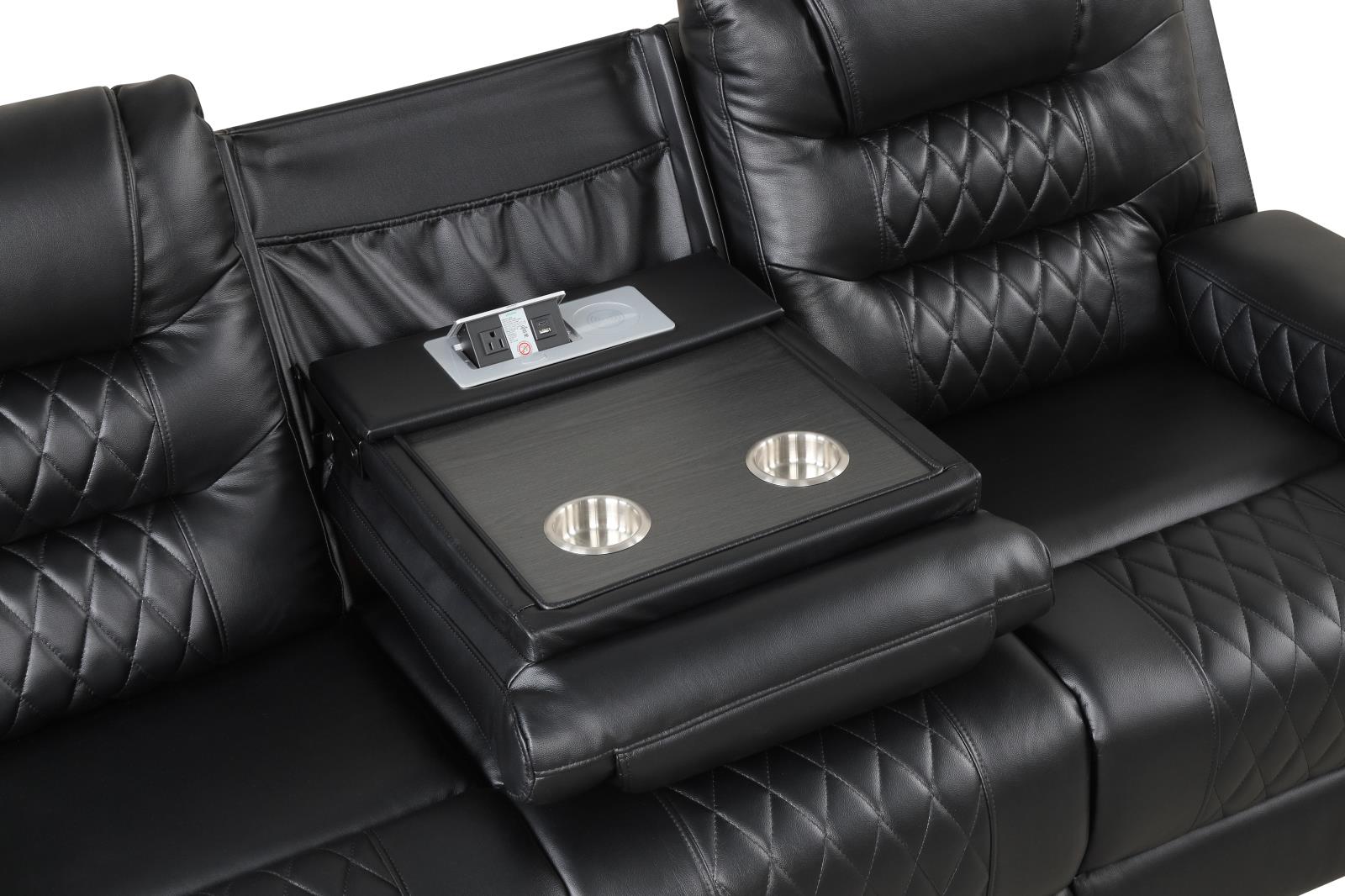 Ohio Black & Black Manual Reclining Sofa, Loveseat & Recliner — view 9