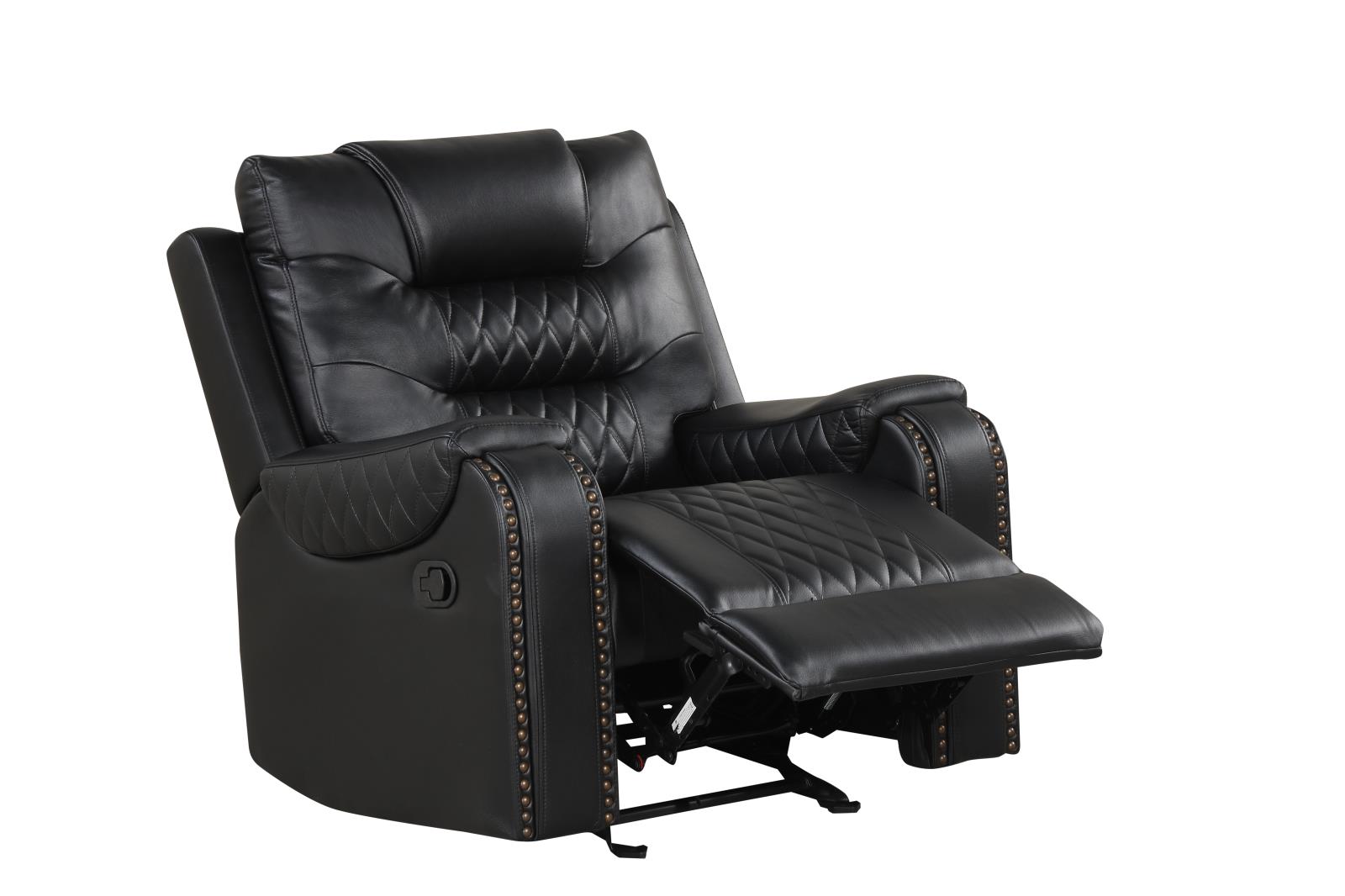 Ohio Black & Black Manual Reclining Sofa, Loveseat & Recliner — view 6