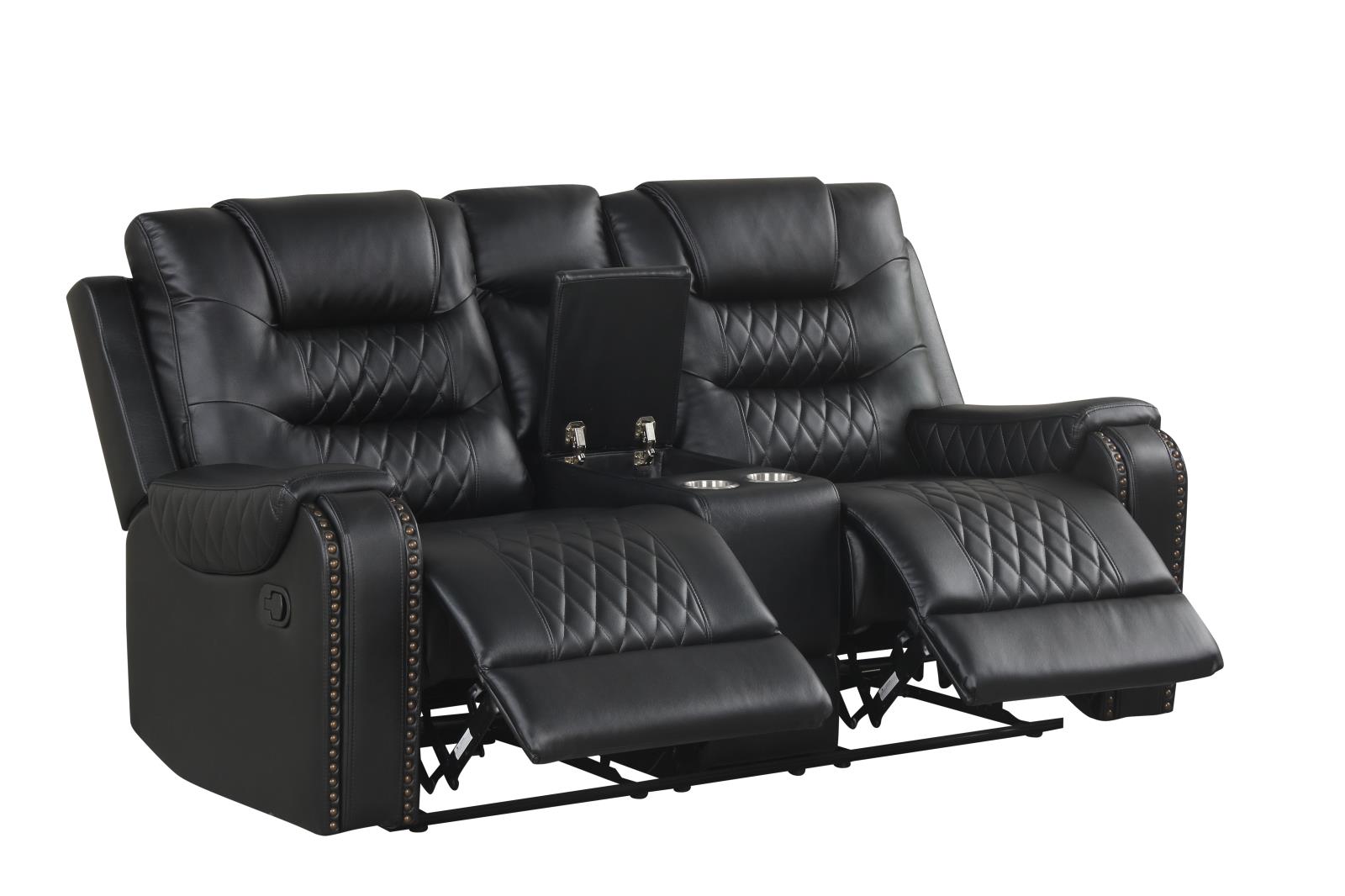 Ohio Black & Black Manual Reclining Sofa, Loveseat & Recliner — view 5