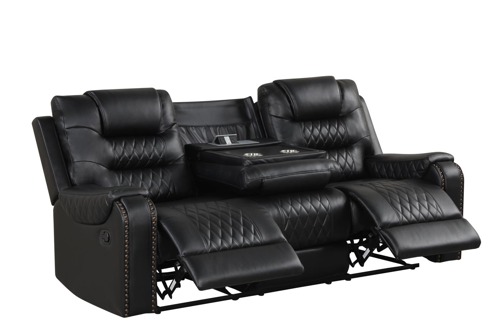 Ohio Black & Black Manual Reclining Sofa, Loveseat & Recliner — view 7