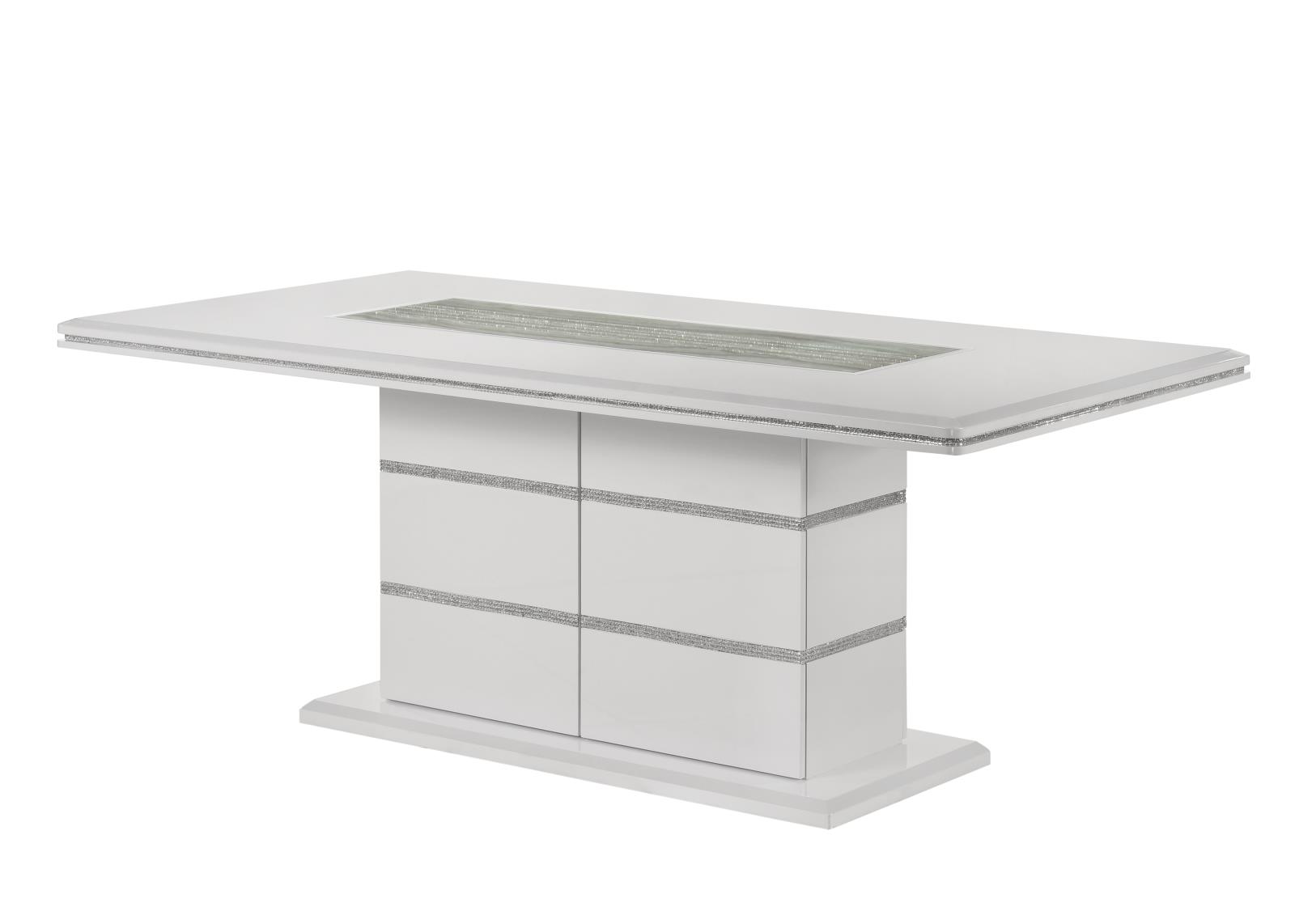 Lucia White Dining Table with Crystal-Accent Details