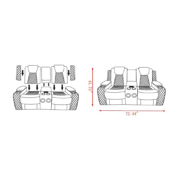 Lilac Black Manual Reclining Sofa, Loveseat & Recliner — view 3