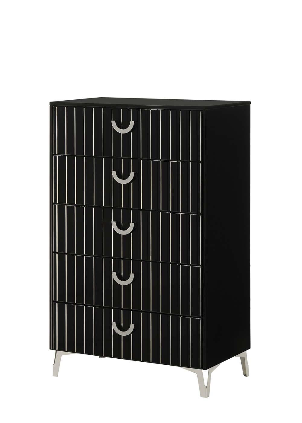 Zane Black 5-Drawer Chest