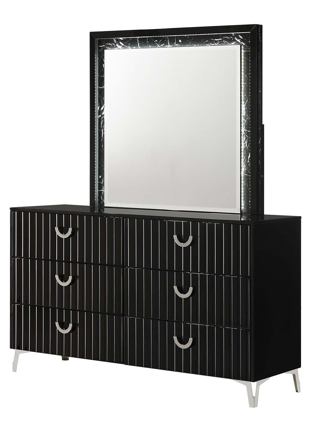 Zane Black King Bed, Dresser, Mirror, Chest & Nightstand — view 4