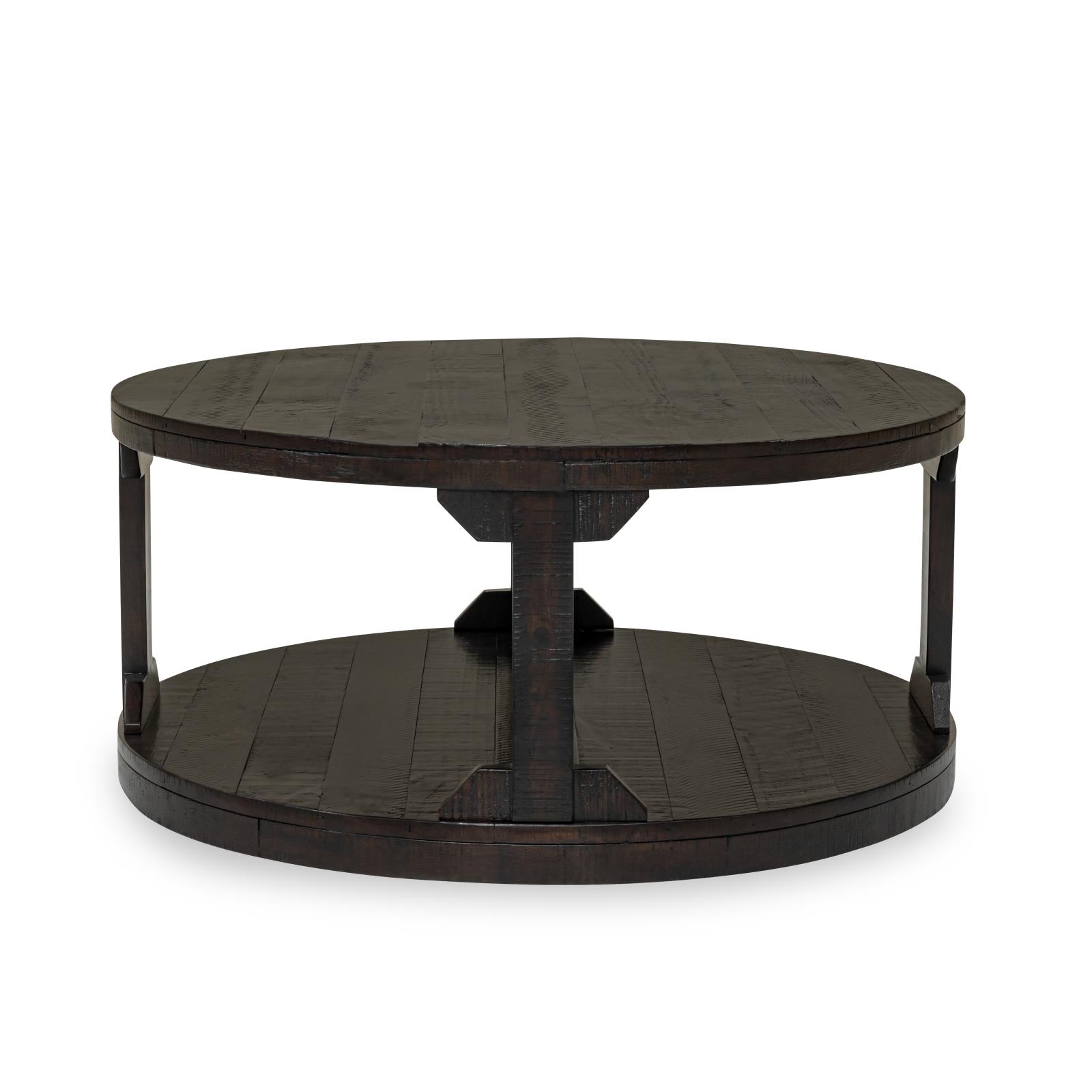 Celia Rustic Round Coffee Table with Storage Shelf — view 4