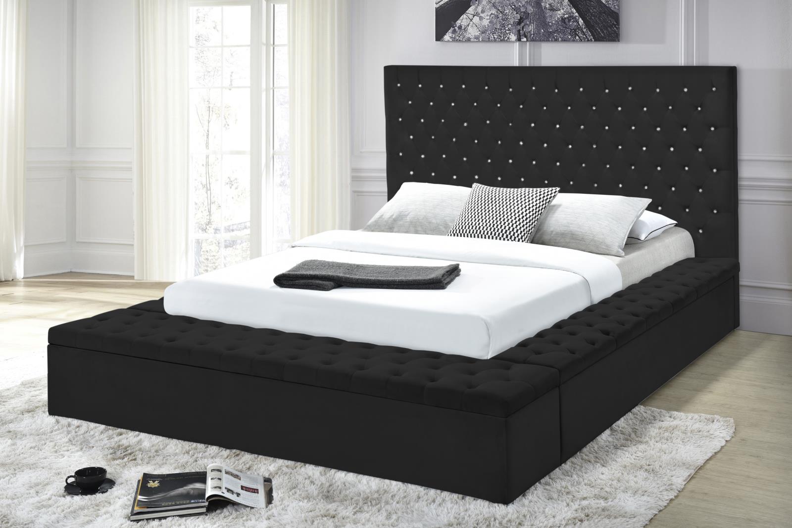 Compton Black Upholstered Storage King Bed — view 2