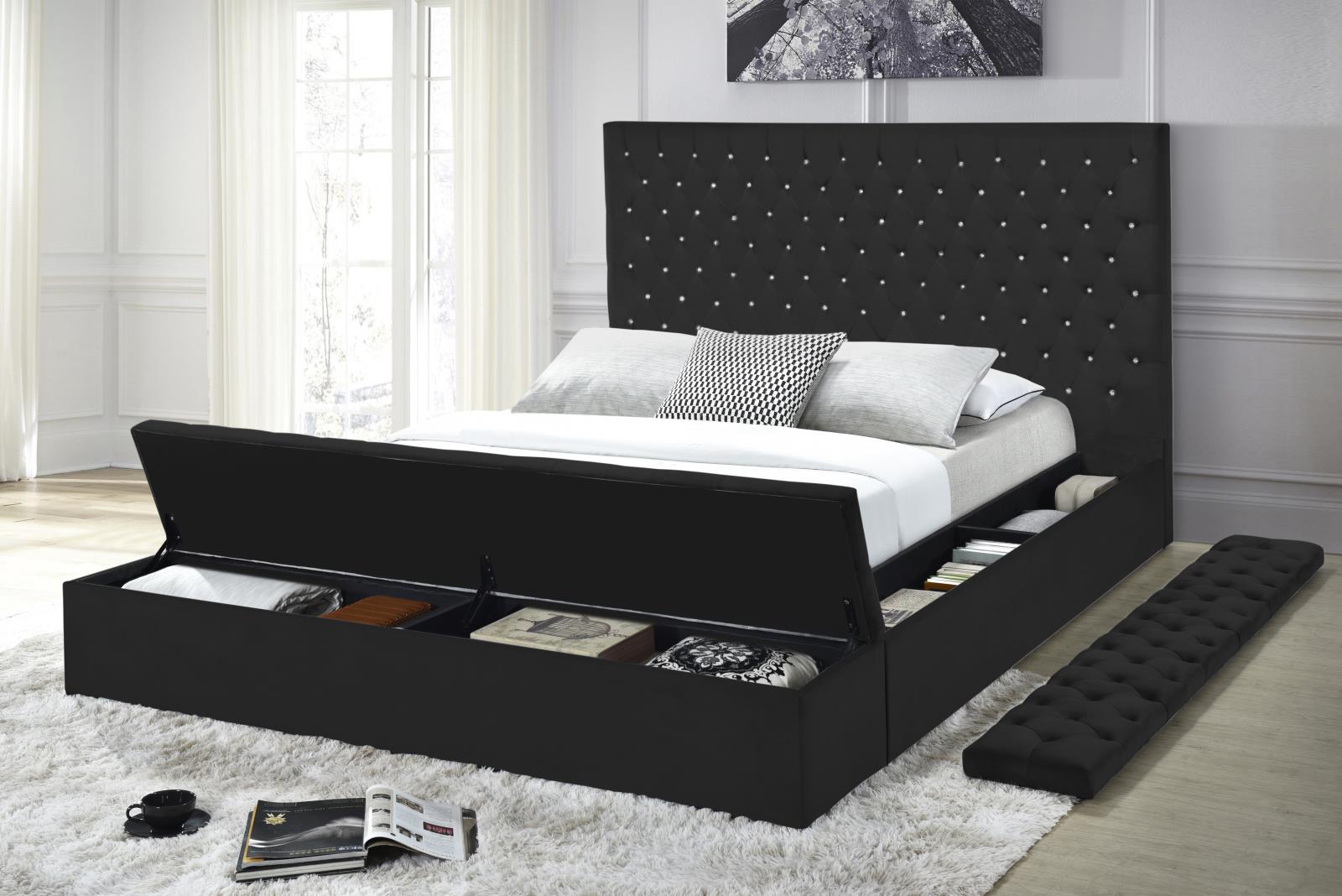Compton Black Upholstered Storage King Bed — view 3