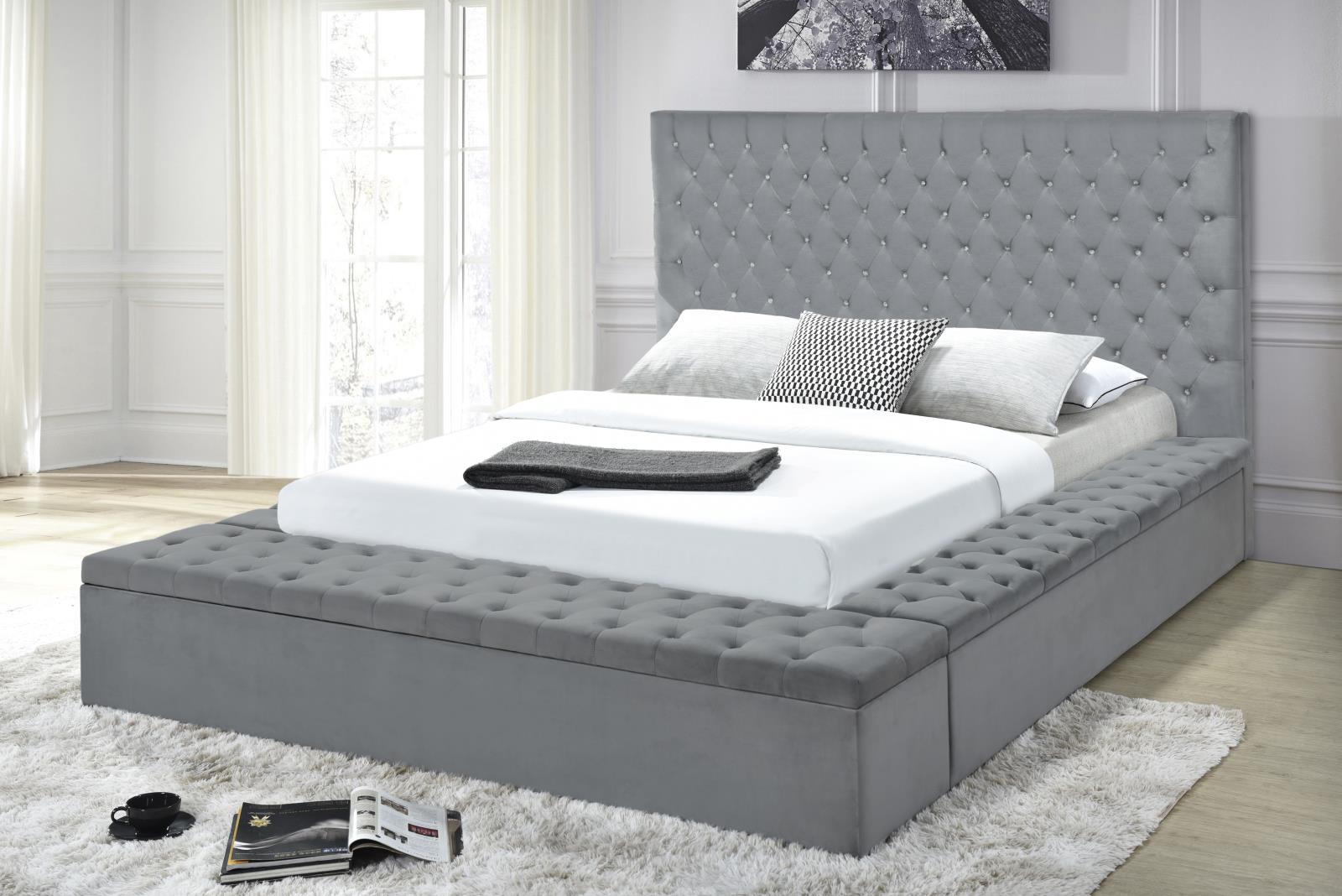 Compton Gray Upholstered Storage King Bed — view 2