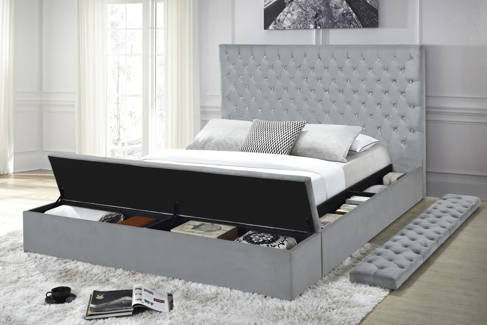 Compton Gray Upholstered Storage King Bed — view 3
