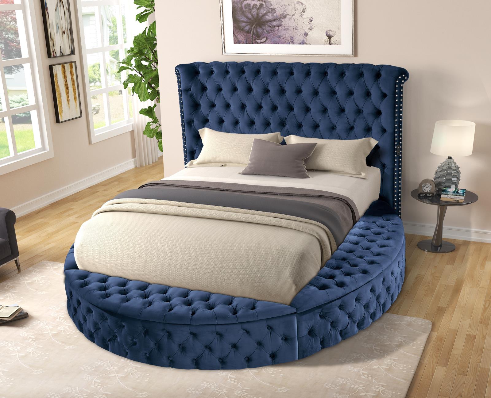 Cape May Blue Upholstered Storage King Bed