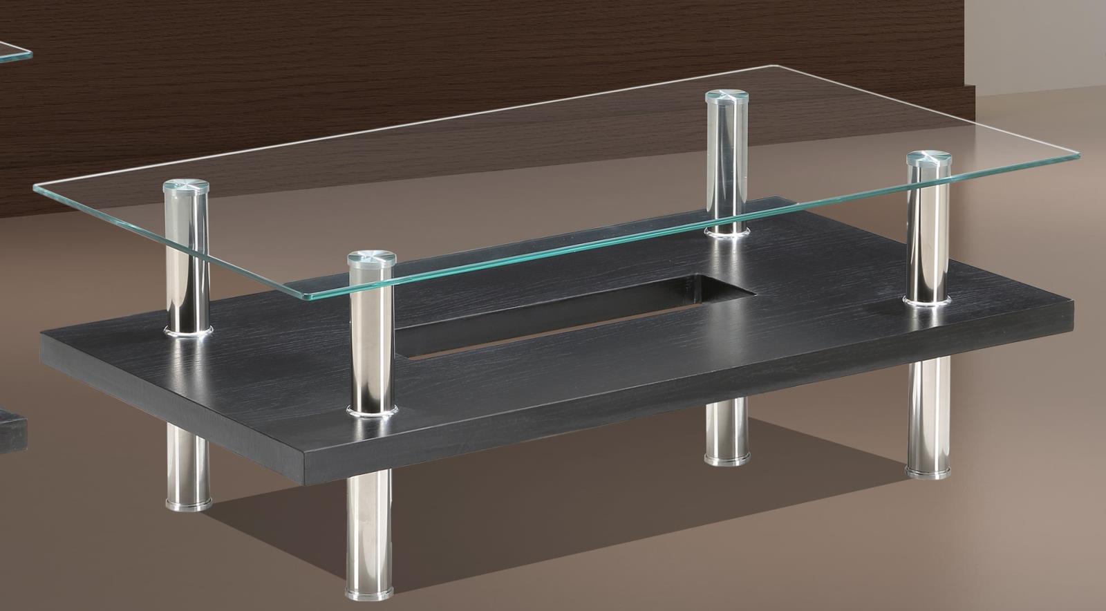 Jubilee Black Coffee Table with Glass Top