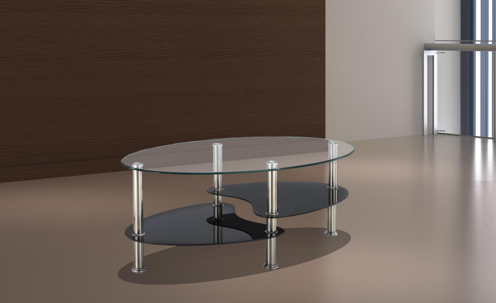 Solara Black Coffee Table with Glass Top and Chrome Legs