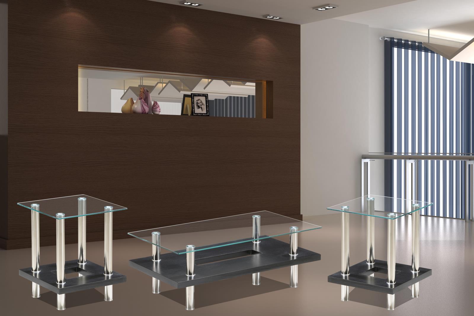 Jubilee Black Coffee Table with Glass Top — view 2