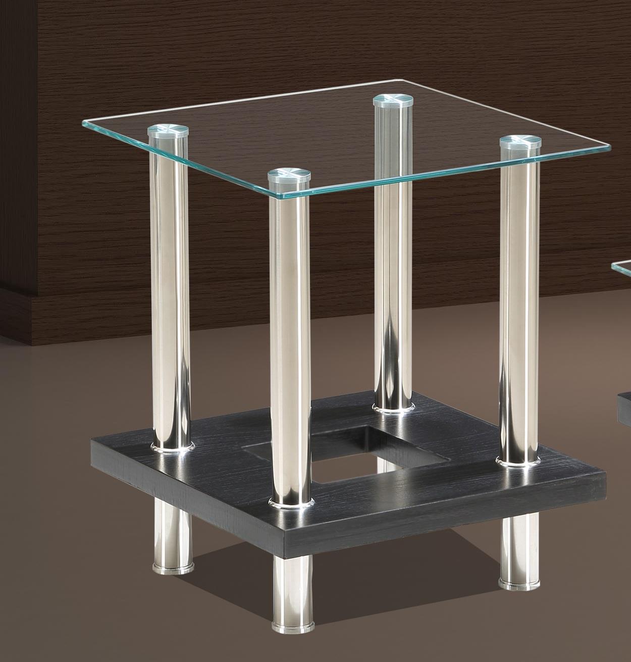 Jubilee Black End Table with Glass Top